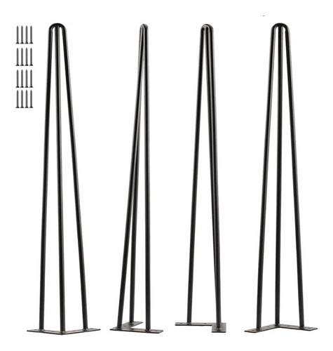 4 Pé De Ferro Para Mesa 75cm Preto Industrial Reforçados