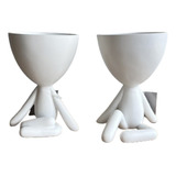 Kit Vaso Cachepot Corpo Poliresina Branco Decor Suculenta