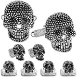 Gemelos De Calavera En Caja Regalo, Tono Oro-plata; Para Tra