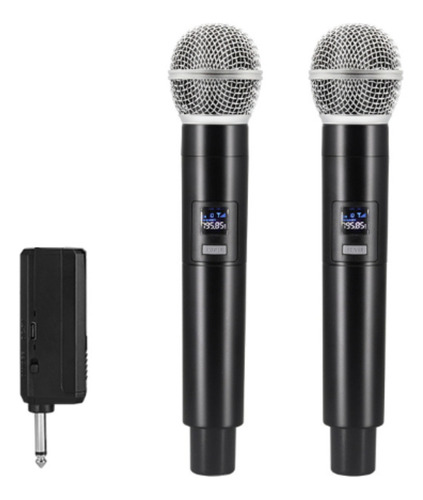 Microfones Dinâmico Sem Fio  Duplo Profissional Recarregável