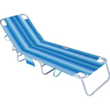 Cadeira Espreguicadeira Comfort Listras Azul Bel