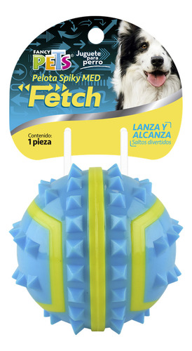 Juguete Pelota Spiky Fetch Mediana Para Perro Fancy Pets Color Azul/amarillo