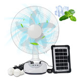 Ventilador Solar Recargable De Mesa Cargador De Celular