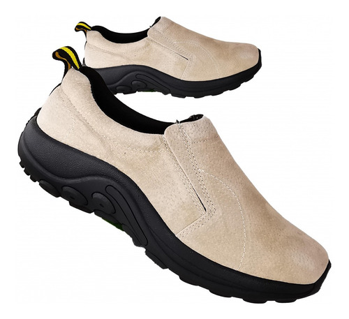 Zapatos De Hombre De Cuero Gamuzado Beige Casual 1070