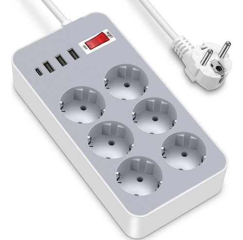 Regleta Multi Plug Con Salidas, Puertos Usb, Cable D