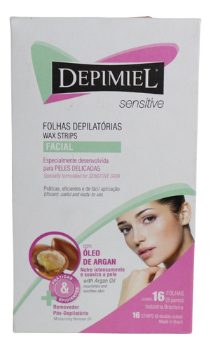 Folhas Depilatória Sensitive Com Óleo Argan Facial Depimiel