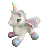 Peluche Unicornio Arcoíris Kawaii Blanco 35cm