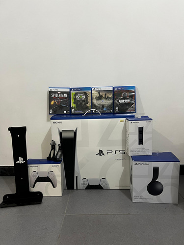 Consola Ps5 825gb+2 Controles+auriculares+base Carga+juegos