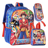 Kit Mochila Costas One Piece + Lancheira + Estojo Oficial