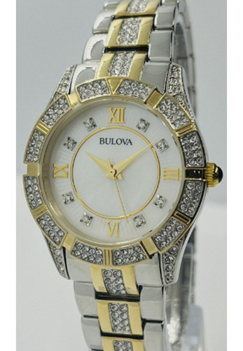 Relógio Bulova 98l135 Bco Perola, Cristais Diamantes. 