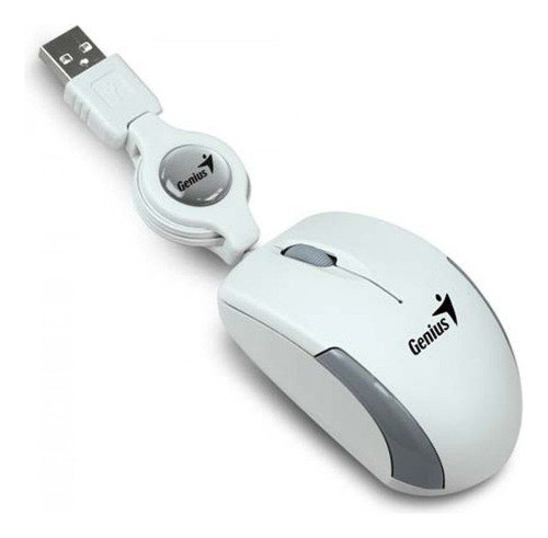 Mouse Micro Traveler Usb Mini Genius Blanco Cable Retractil