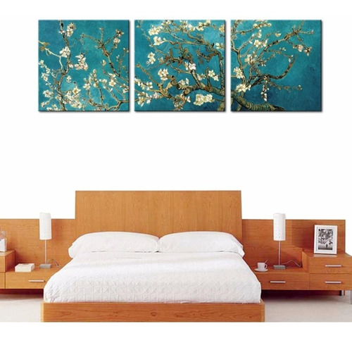 Tríptico Van Gogh Blossoming Almond Tree En Lienzo Canvas Ar