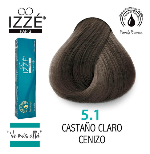 Tinte Profesional Izzé Gz5.1 Castaño Claro Cenizo 90gr