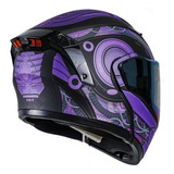Casco Motociclista Kov Estelar Cyborg Morado Abatible Led Color Violeta Tamaño Del Casco M