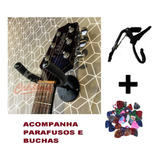 Suporte Parede Violao Baixo Guitar + Capotraste + Pahetas