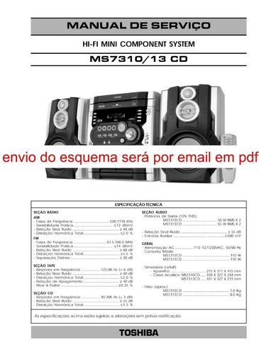 Esquema E Serv Som Toshiba Ms7313cd  Ms7313  Ms 7313  Em Pdf