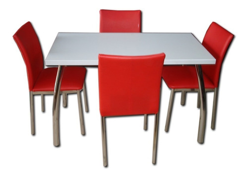 Juego Comedor Mesa Curve 1 X 60 + 4 Sillas Iris Reforzada Pr