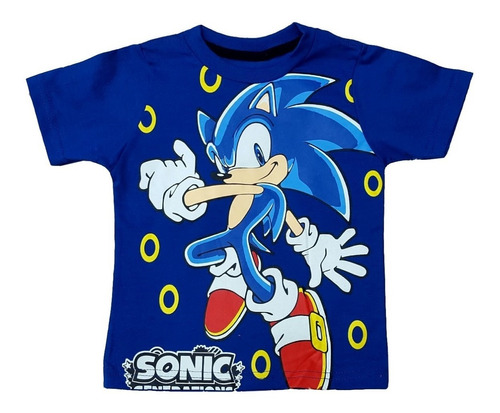 Camiseta Fantasia Infantil Sonic Azul