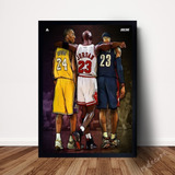 Quadro Decorativo Kobe Bryant Michael Jordan E Lebron James