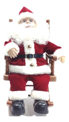 Papai Noel Boneco Cadeira Balanço Músical Movimento 32cm Alt