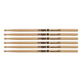 Kit 3 Baqueta Bateria 7a Hickory Ponta Madeira 198 Pro Fire