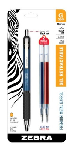 Bolígrafo De Gel Retráctil Zebra G-350 Punto Mediano 0.7 Mm.