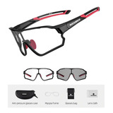 Gafas De Ciclismo Rockbros Con Lente Fotocromática Y Montura Con Clip, Color Negro/rojo, Lente Fotocromática