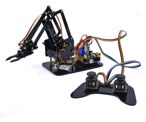 Kit Braço Robo Mecanico Garra Com Controle Joystick Arduino 