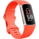 Smartband Para Fitbit Charge 6, Funda Dorada De 1,04 Pulgadas, Pulsera De Coral Milanés Y Lazo De Coral