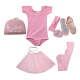 Kit Roupa Uniforme Figurino Ballet Infantil Balé 7 Itens