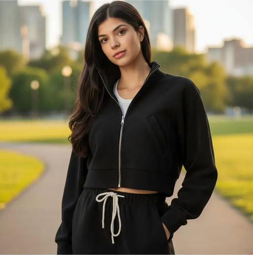 Sudadera Moda Ligera Corta Para Mujer Casual Estilo Moderno