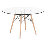 Mesa Redonda Charles Eames 90cm Tampo Vidro Sala De Jantar