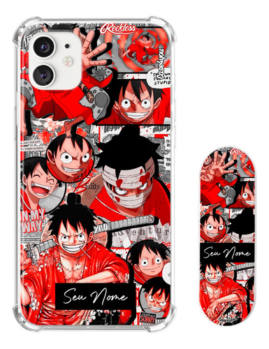 Kit Capa Personalizada + Suporte Celular Luffy One Piece 2