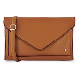 Crossbody Bolsa Piel Premium Andrea Cuadrada Camel Mujer Color Café Correa De Hombro Café