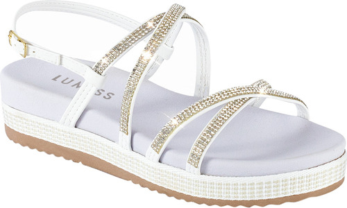 Sandália Feminina Papete Strass Brilho Moda Cristal Flatform