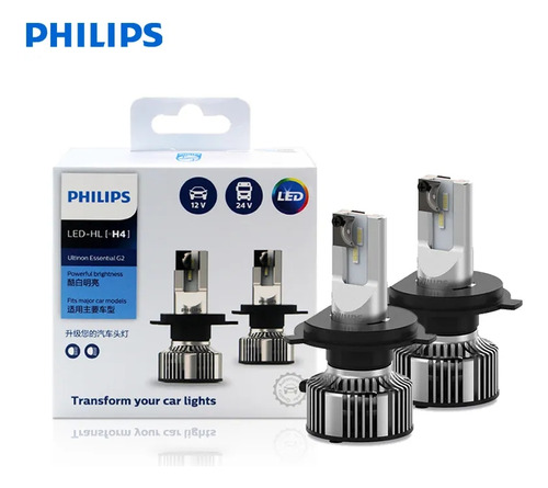 Par De Super Led H4 Philips Ultinon Baixo E Alto