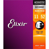 Elixir Nanoweb 80/20 Bronze 11-52 Cuerdas Guitarra Acústica