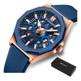 Relojes De Cuarzo Con Calendario De Moda Curren 8437 Correa Azul