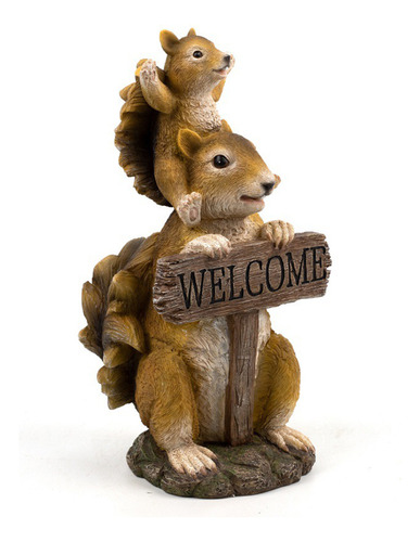Letrero De Bienvenida De Lively Squirrel, Estatua De Jardín,
