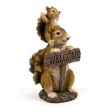 Letrero De Bienvenida De Lively Squirrel, Estatua De Jardín,