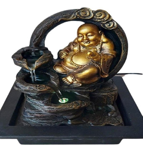 Figura Decorativa Adorno Buda Sentado En Cascada.