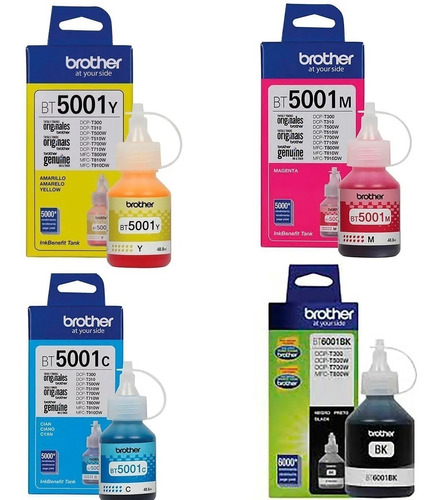 Kit 4 Botellas Tinta Brother Bt5001c/m/y Bt6001bk Originales