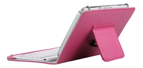 Capa De Couro Universal Split Bluetooth Teclado Para iPad Cor 7/8 -polegada Rosa Vermelha (teclado+caixa De Couro)