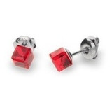 Par De Aros Spark Plata Cristales Swarovski Rojo /marisio