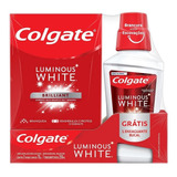 Kit Colgate Luminous White 3 Cremes Dentais 70g + Enxaguante