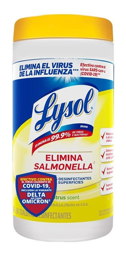 Lysol Toallitas Desinfectantes, Citrus, 80 Toallas Húmedas 