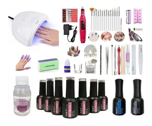 Kit Inicial X60u Completo Uñas 48w Deco Art Cabina Torno