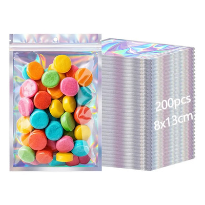 200 Bolsas Plástico Holográficas 8x13cm Para Dulces Y Gomita Transparencia | Envío gratis