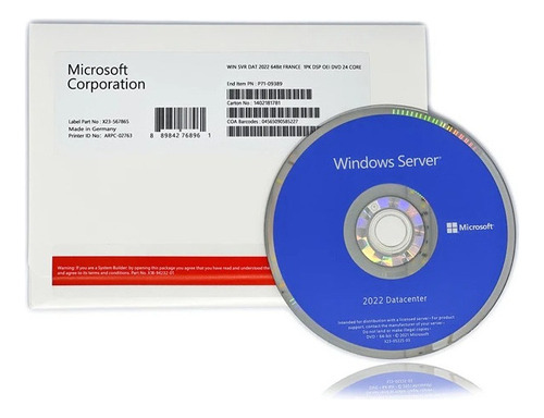 Licença Caixa Lacrada Windows Server 2022 Datacenter 24core