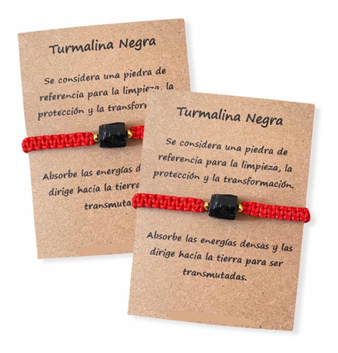 Dos Pulseras Turmalina Negra Original Protección Tejida
